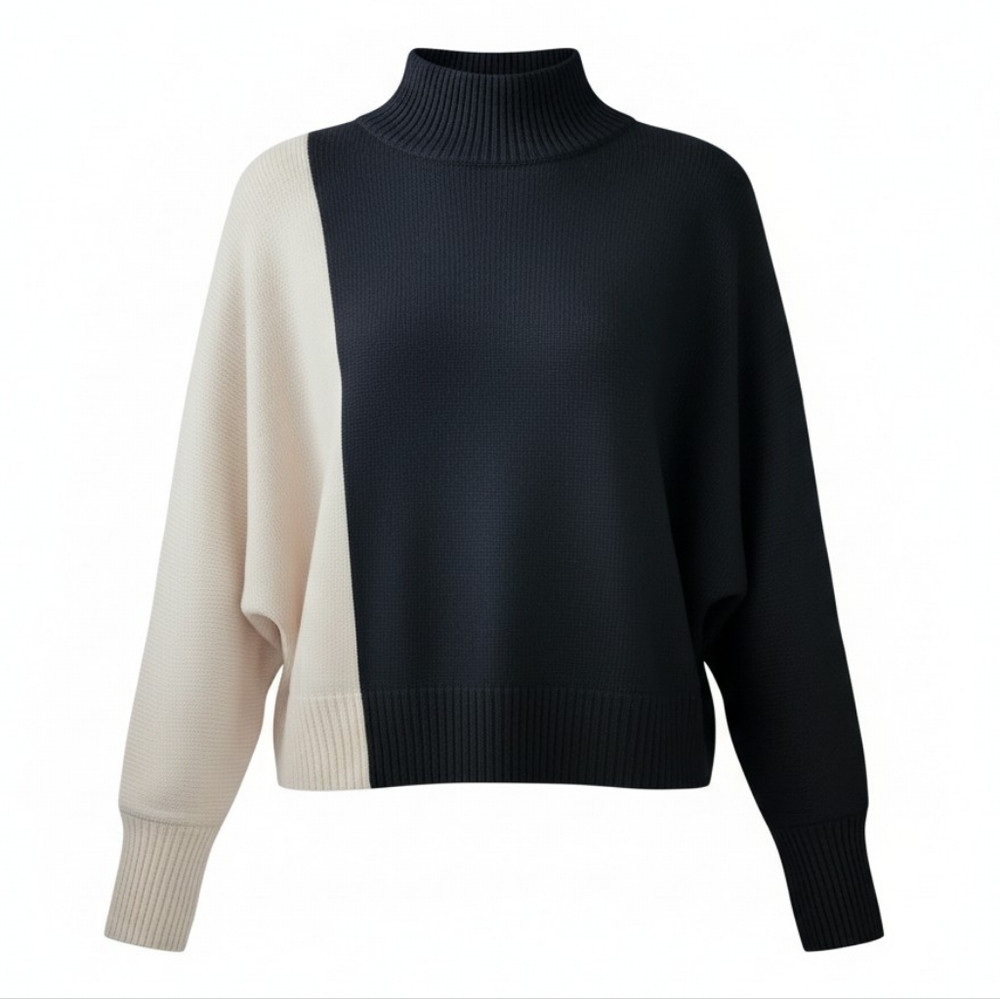 MIOU MUSE | NWT Cozy Two-Tone Asymmetric Hem Colorblock Wool Blend Sweater‎ | M
